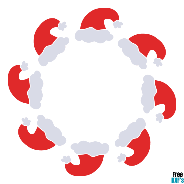 Free Santa Hat Circle Monogram Frame DXF