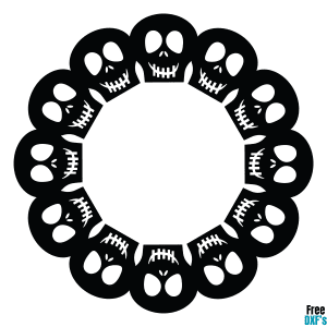 Free Skull Circle Monogram Frame DXF