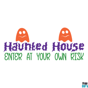 Free Haunted House Title with Ghosts DXF