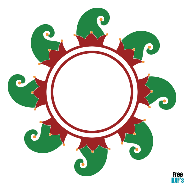 Free Elf Hat Circle Monogram Frame DXF