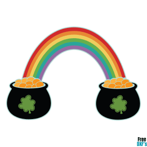 Free Rainbow Pot of Gold Design DXF