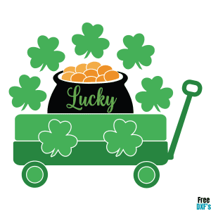 Free St Patrick's Day Pot of Gold and Little Wagon Design DXF