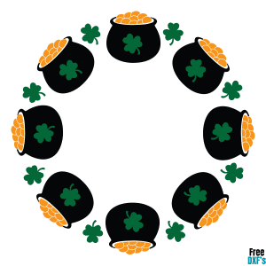 Free Pot of Gold Shamrock Monogram Frame DXF