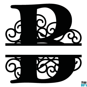 Free Flourish Swirl Split Monogram Letter B DXF