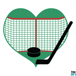 Free Hockey Net, Stick and Puck Design DXF