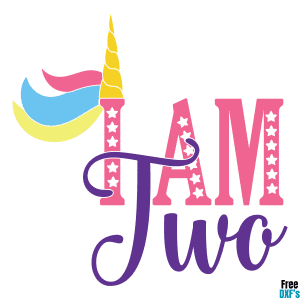 Free Unicorn I am Two DXF