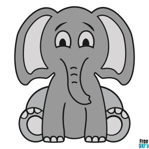 Free Cute Baby Elephant DXF