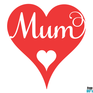 Free Heart Mum DXF
