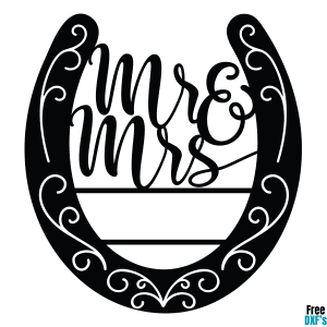 Free Mr and Mrs Wedding Horseshoe Design DXF