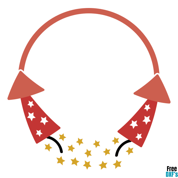 Free 4th of July Firework Monogram Frame Design 2 DXF