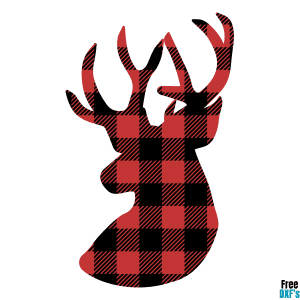 Free Buffalo Plaid Deer Head Design DXF