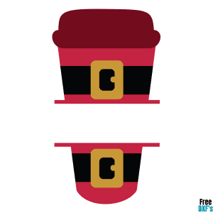 Free Christmas Coffee Cup Santa Belt Split Monogram DXF