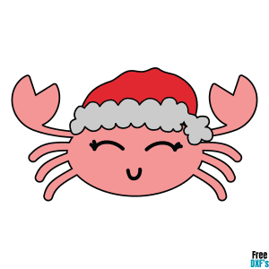 Free Christmas Crab Santa Hat Design DXF