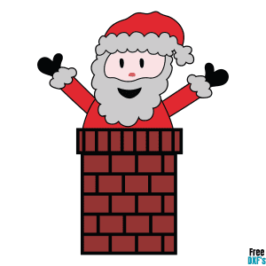 Free Christmas Santa in Chimney Design DXF
