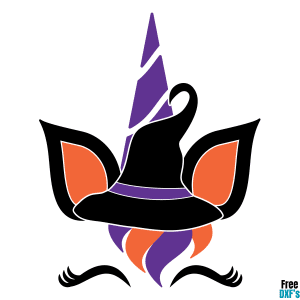 Free Halloween Unicorn Witches Hat Design DXF
