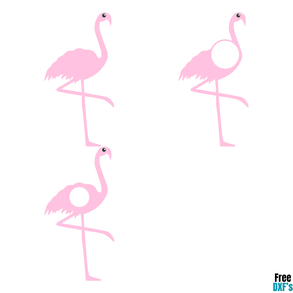 Free Flamingo Silhouette Monogram Design Set DXF