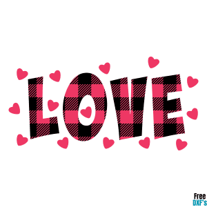 Free Love Heart Buffalo Plaid Design DXF
