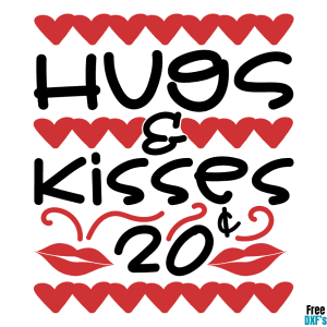 Free Hugs and Kisses 20 Cents DXF