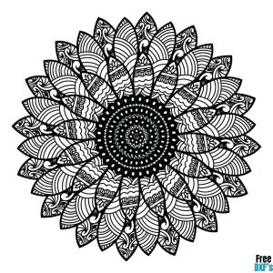 Free Sunflower Zentangle Design DXF