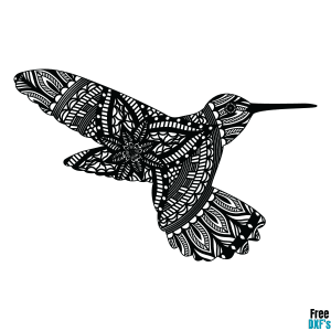 Free Hummingbird Mandala Zentangle DXF