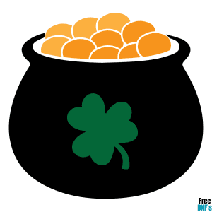 Free Pot of Gold with Shamrock DXF
