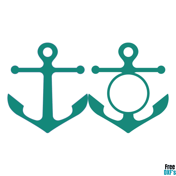 Free Anchor Silhouette and Monogram Design DXF