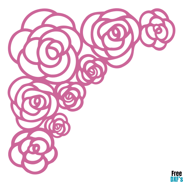 Free Rose Corner Border Design DXF