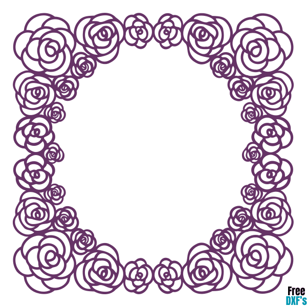 Free Rose Square Frame Design 3 DXF