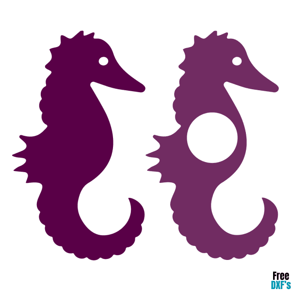 Free Seahorse Silhouette and Monogram Designs DXF