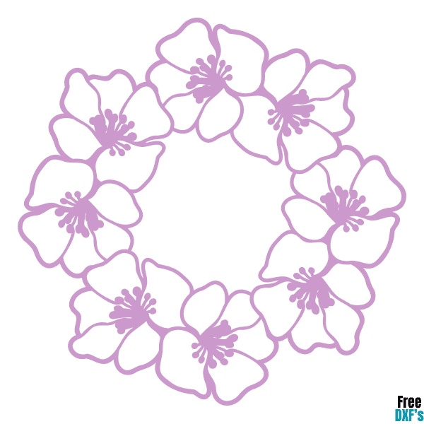 Free Floral Wreath Outline DXF
