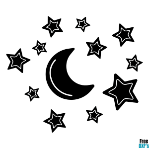 Free Moon and Stars DXF
