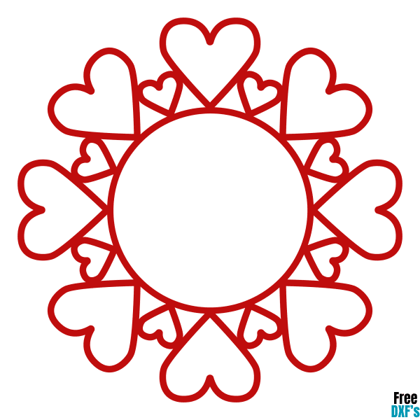 Free Heart Monogram Frame DXF