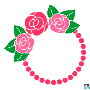 Free Rose Flower Circle Monogram Frame Design 2 DXF