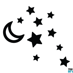 Free Moon and Stars Design 3 DXF
