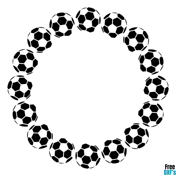 Free Soccer Ball Circle Monogram Frame 2 DXF