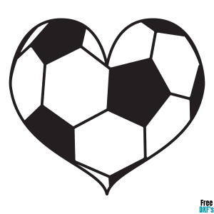 Free Soccer Ball Heart Design DXF