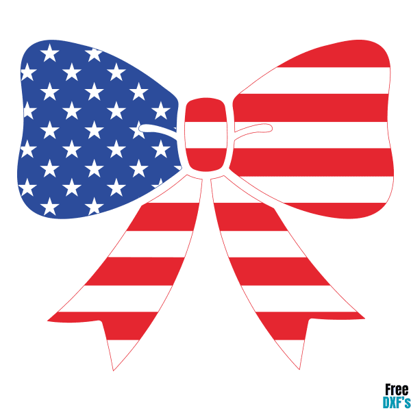 Free Patriotic U S Flag Bow Design DXF