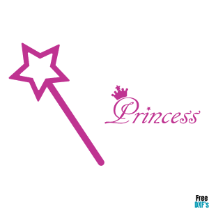 Free Princess Word Art and Wand DXF