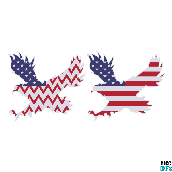Free USA Flag Flying Eagle Designs DXF