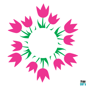 Free Tulip Circle Monogram Frame Design DXF