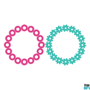 Free Flower Circle Monogram Frame Design Set 1 DXF