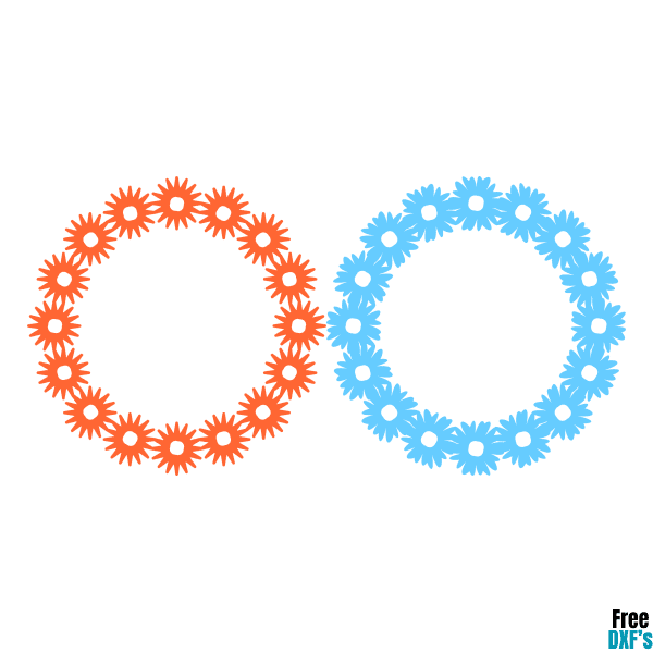 Free Flower Circle Monogram Frame Design Set 3 DXF