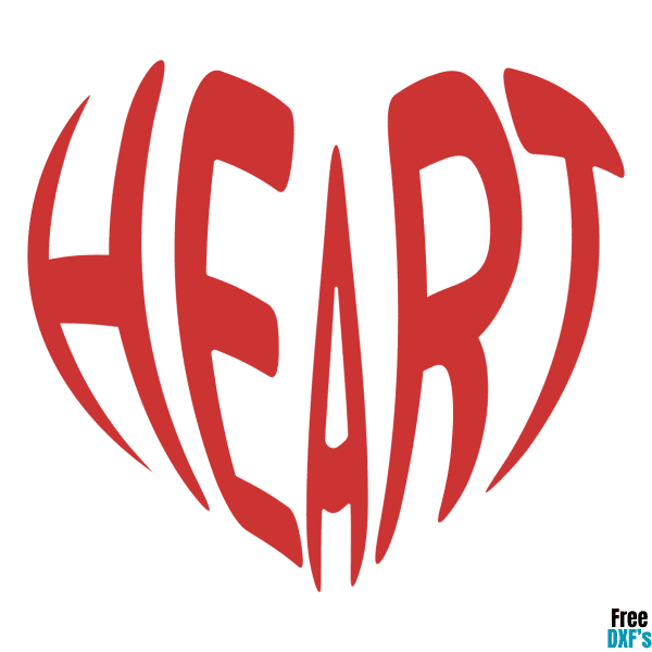 Free Heart Word Art Design DXF