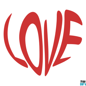 Free Love Word Art Heart Design DXF