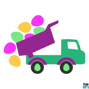 Free Truck with Falling Easter Eggs 2 DXF