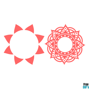 Free Flower Mandala Circle Monogram Frame Design Set DXF