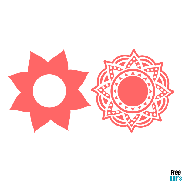 Free Mandala Circle Monogram Frame Design 2 DXF