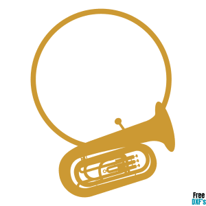 Free Tuba Circle Monogram Frame Design DXF