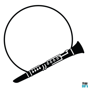 Free Clarinet Circle Monogram Frame Design DXF