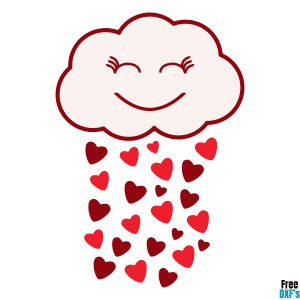 Free Cute Cloud with Hearts DXF